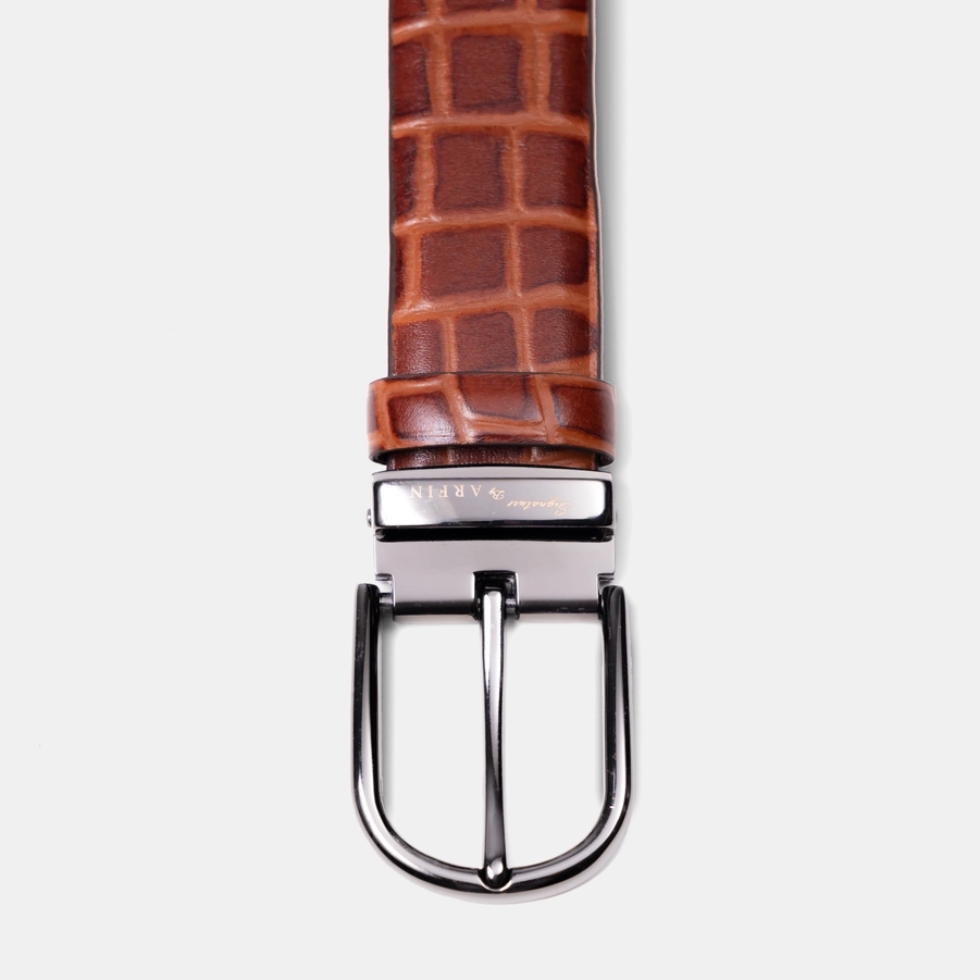 Brown Square Texture Round Buckle