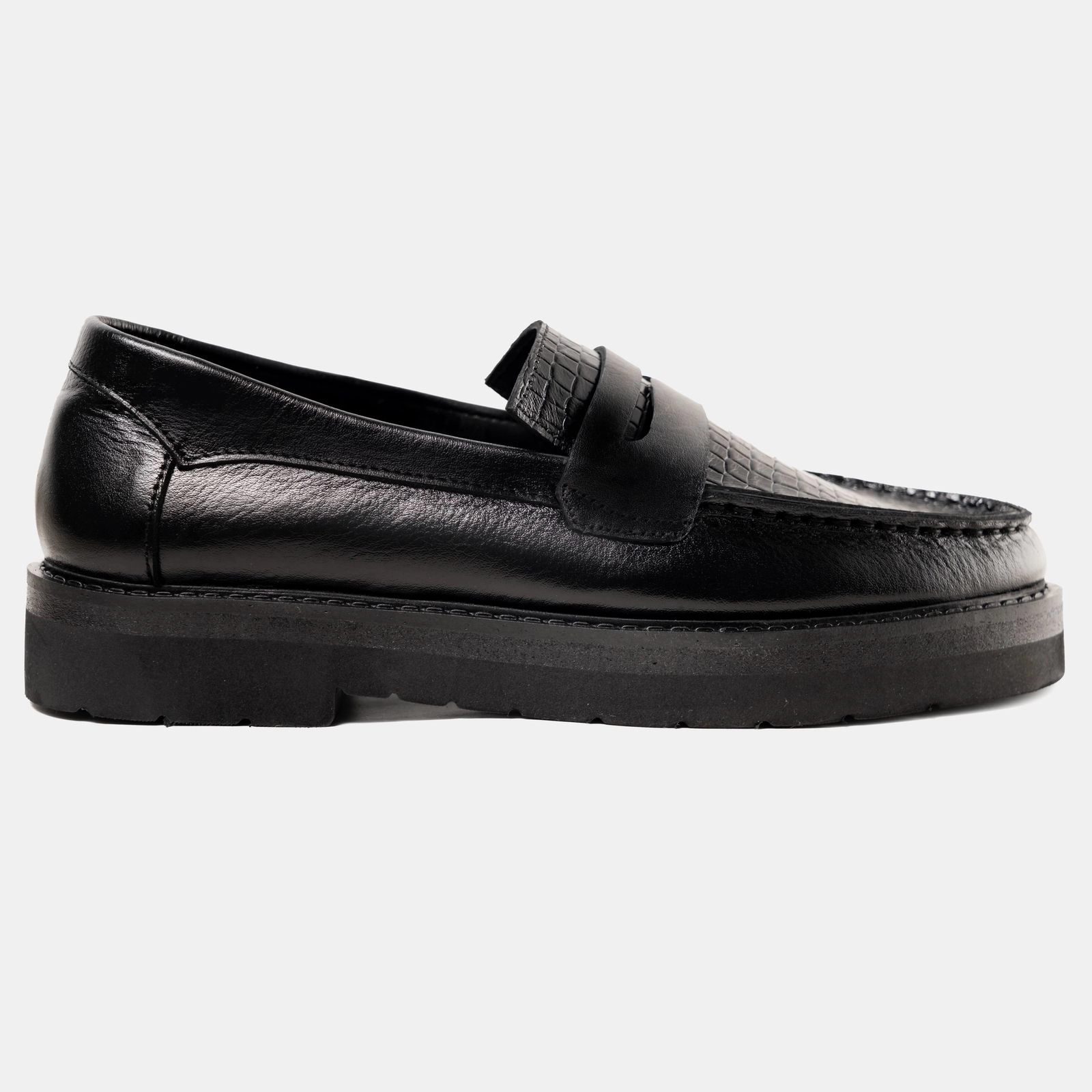 Comfy Elevated Croco Black Penny Loafer (Light-Weight Version)