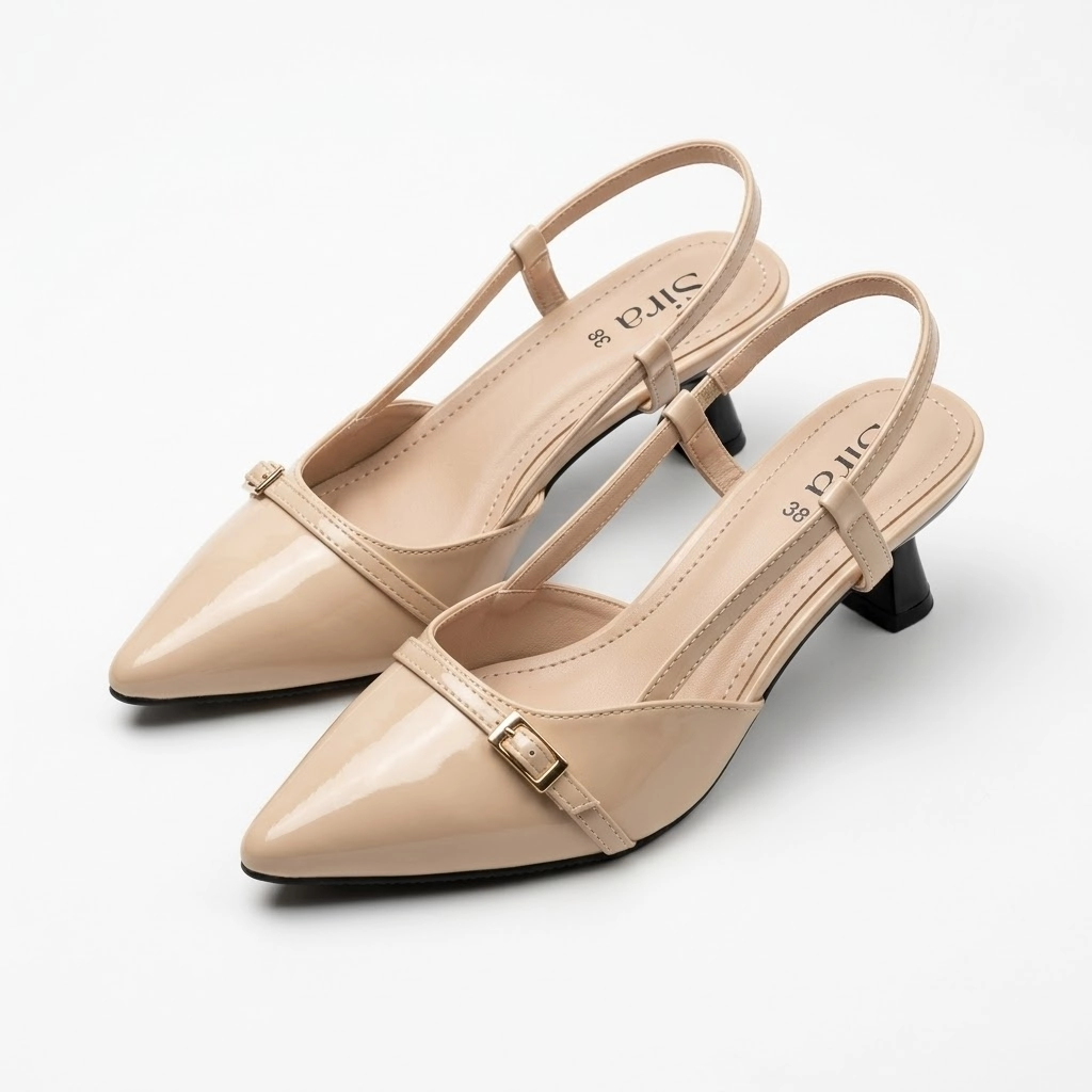 SIRA Adeline Buckle Slingback (Nude Patent)