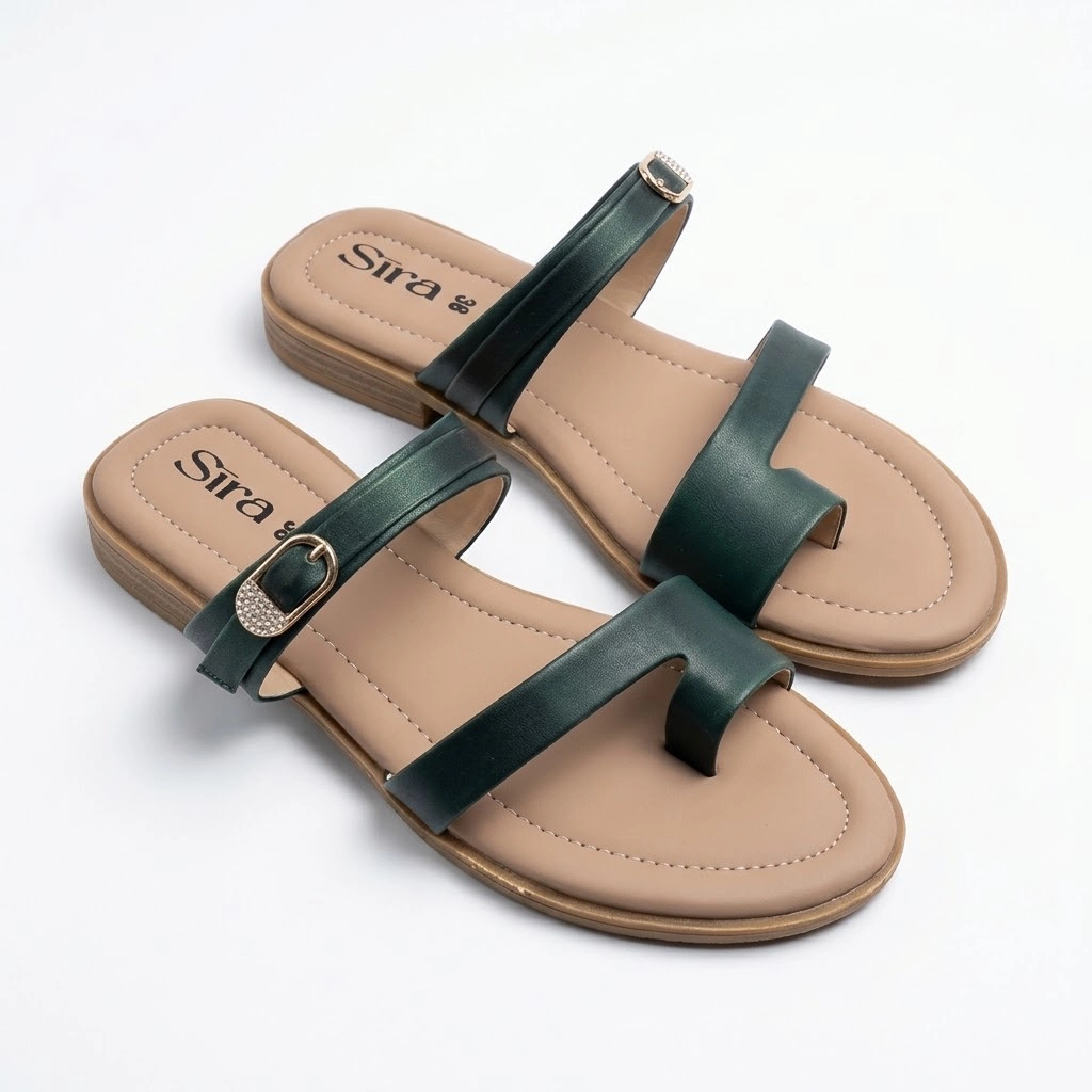 Sira Forest Sparkle Toe-Ring Slides
